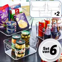 Emhouse Keukenkastorganizer Set van 6 2x3L-2x5L-2x7L Koelkast organizer koelkast bakjes bewaar doos Transparant