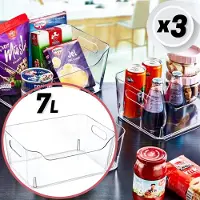 Emhouse Keukenkastorganizer Set van 3 3x7L Koelkast organizer koelkast bakjes bewaar doos Transparant