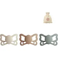 Frigg butterfly spenen siliconen anatomisch T2 (6-18 maanden) + speenzakje - Cream, sage en silky satin - fopspenen