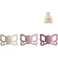Frigg butterfly spenen siliconen anatomisch T2 (6-18 maanden) + speenzakje - Cream, Blush en Cedar - fopspenen