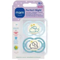 Mam Perfect Night Fopspeen Silicone Blue 16m+ 2 St Fopspeen