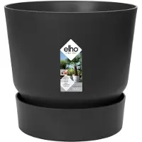 Elho Greenville Rond 55 - Grote Bloempot voor Buiten met Waterreservoir - 100% Gerecycled Plastic - Ø 55 x H 50 cm - Living black