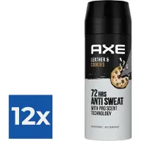 Axe Deo Spray 72H Dry - Leather & Cookies - 150 ml - Voordeelverpakking 12 stuks