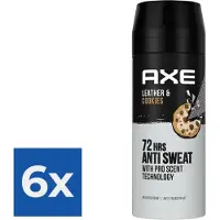 Axe Deo Spray 72H Dry - Leather & Cookies - 150 ml - Voordeelverpakking 6 stuks