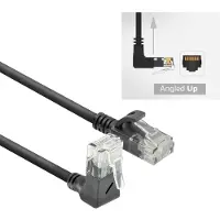 ACT Slimline Netwerkkabel U/UTP CAT6A LSZH RJ45 Haaks naar boven naar recht 2 m Zwart