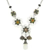 Behave - Statement ketting dames - Bloemenstijl - Groen/Bruin tinten