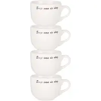 Cosy & Trendy Kommetjes/soepkommen voor dessert/ontbijt - 4x - Keramiek - D10 x 8 cm - wit - Kommetjes