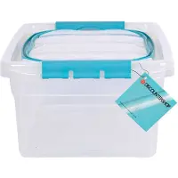 Merkloos Opbergbox met Deksel - Transparant & Sky Blauw 30cm x 20.5cm x 12.5cm - 5L kerstballen opbergbox