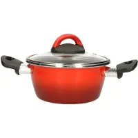 Magefesa Rvs rode kookpan/pan met glazen deksel 16 cm 1 liter - Kookpannen