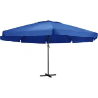The Living Store Parasol - Zonwering - Parasol met aluminium paal 500 cm azuurblauw - Buitendecoratie - Tuindecoratie - Patiodecoratie
