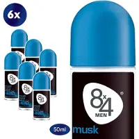 8x4 MEN Musk Deodorant Roller - 6 x 50 ml - Voordeelverpakking