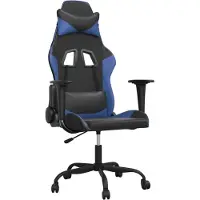 vidaXL Massage gamestoel kunstleer zwart en blauw
