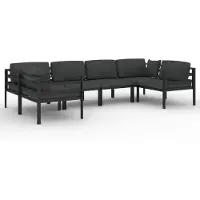 The Living Store Living Store loungeset voor de tuin, 6-delig, met kussens, aluminium, antraciet