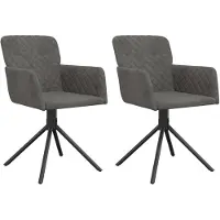 The Living Store : Eetkamerstoelen, 2 stuks, draaibaar, donkergrijs, fluweel