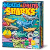 4M Knutselen - Giet En Verf - 3D Glow Haai Magneten - Creatief Speelgoed - Hobbypakket Gips - Mould And Paint - Crea - 5 Jaar