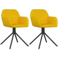 The Living Store : Eetkamerstoelen, 2 stuks, draaibaar, geel, fluweel