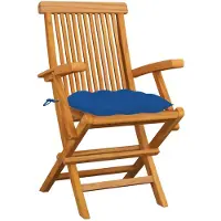 The Living Store : Tuinstoelen met blauwe kussens, 3 stuks. Gemaakt van massief teakhout