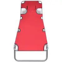 The Living Store Ligbed Kreta - Tuinmeubelen - 189x58x27 cm - verstelbare rugleuning - rood