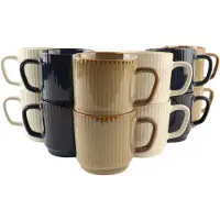 OTIX Koffiekopjes - Set van 12 Stuks - 270 ml - Div. Kleuren -Keramiek