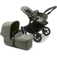 Bugaboo Donkey 5 Mono kinderwagen met wieg en stoel | Forest green sun canopy, forest green fabrics, black chassis