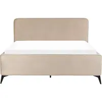 Beliani VALOGNES - Tweepersoonsbed - Taupe - 160 x 200 cm - Fluweel