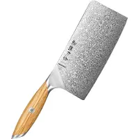 HEZHEN X01 Flagship Series - Cleaver Koksmes - Damascus Poederstaal (73 laags met kern van 14Cr14MoVNb) – Olijfhout – Professioneel vlijmscherp damastmes - Inclusief mooie geschenkdoos