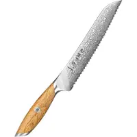 HEZHEN X01 Flagship Series - Broodmes - Damascus Poederstaal (73 laags met kern van 14Cr14MoVNb) – Olijfhout – Professioneel vlijmscherp damastmes - Inclusief mooie geschenkdoos
