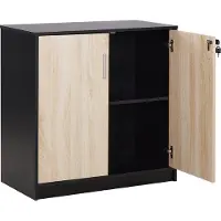 Beliani ZEHNA - Sideboard 2 deuren - Lichthout/Zwart - Vezelplaat