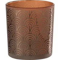 J-Line windlicht Boog - glas - oranje - small - 4 stuks
