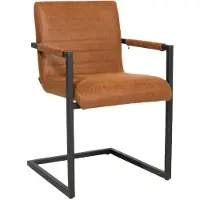 Livin24 Industriële eetkamerstoel Block cognac eco-leer
