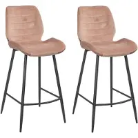 Bronx71 Velvet barkruk Toby roze 71 cm - Barkrukken set van 2.