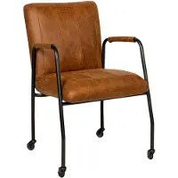 Livin24 Eetkamerstoel met wieltjes Mila eco-leer cognac