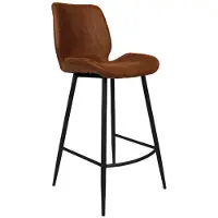 Bronx71 Industriële barkruk Barrel cognac eco leer 69 cm - Barkrukken set van 4.