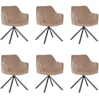Bronx71 Velvet eetkamerstoel Furtado draaibaar taupe - Eetkamerstoelen set van 6.