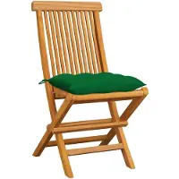 The Living Store Inklapbare Tuinstoelen - Teakhout - Groen Kussen - Set van 6