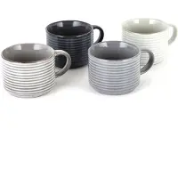 Barbary & Oak Beker, Mok, Set van 4 Stuks, 0.28 L, Stapelbaar, Rimpel Effect, Keramiek - | Totem