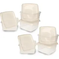 Hega hogar Vershoudbakjes - set 6x stuks - 1.3 liter - transparant/wit - L16 x B16 x H11 cm