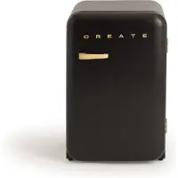 Create - Koelkast in retrostijl - Zwart - Handvat Hout - FRIDGE RETRO 107L
