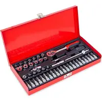 Ragnor Doppenset 45-delig 1/4″ – Ratel, T-schuif, Cardan & Verlengstukken | Inclusief Torx, Inbus, Kruiskop & Platte Doppen – Stevige Metalen Box – Compleet & Duurzaam