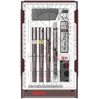 Rotring Isograph-pennenset technische pen en vulpotlood collegeset | 3 fineliners (0,25 mm, 0,35 mm, 0,5 mm) en mechanisch vulpotlood (0,5 mm) plus accessoires | 9 stuks