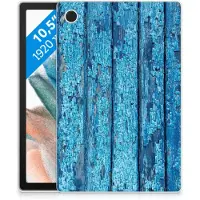 B2Ctelecom Back Cover voor Samsung Galaxy Tab A8 2021/2022 Silicone Tablet Hoes Wood Blue
