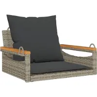 vidaXL - Schommelbank - met - kussens - 63x62x40 - cm - poly - rattan - grijs
