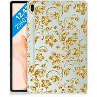 B2Ctelecom Samsung Galaxy Tab S7FE Siliconen Hoesje Gouden Bloemen