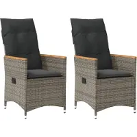 vidaXL Tuinstoelen 2 st verstelbaar met kussens poly rattan grijs