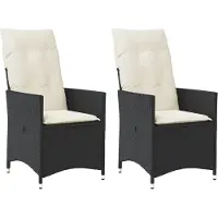 vidaXL Tuinstoelen 2 st verstelbaar met kussens poly rattan zwart