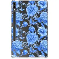 B2Ctelecom Siliconen Hoesje voor Samsung Galaxy Tab S9 Plus Flowers Blue