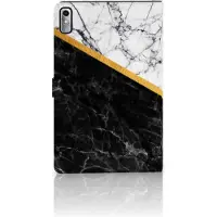 B2Ctelecom Lenovo Tab P11 Gen 2 Leuk Tablet hoesje Marmer Wit Zwart - Origineel Cadeau Man
