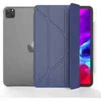 Peachy Trifold Y-Fold kunstleer hoes geschikt voor iPad Pro 12.9 inch (2018 2020 2021 2022) - blauw