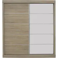 Interiax Kledingkast 'Mila' – Sonoma Eik Schuifdeurkast met 1 Hanger, 4 Legplanken & Spiegel | 197.5x182.5x52.5 cm