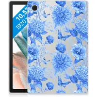 B2Ctelecom Siliconen Hoesje voor Samsung Galaxy Tab A8 2021/2022 Flowers Blue